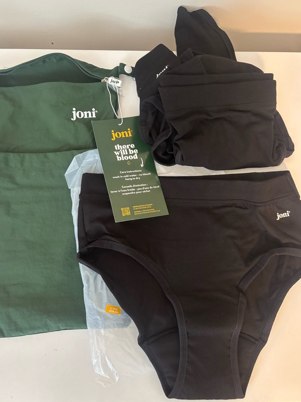 joni Black High-Waist Period Underwear Briefs - 3 Pack Medium Organic Cotton